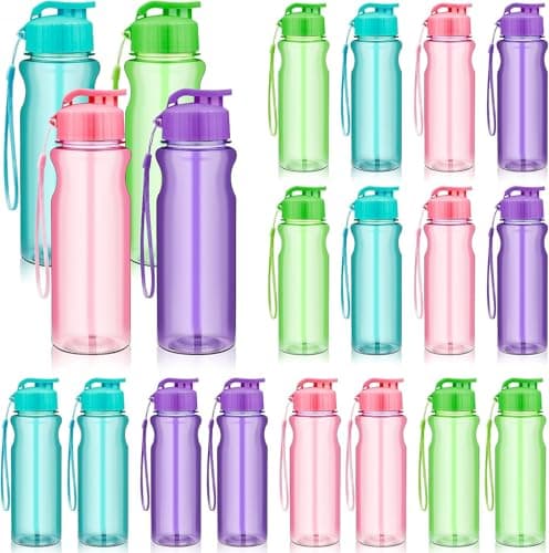 KDXBQ 20 Pack Kids Water Bottles, 500 ml Reusable Sports Bottles, 4 Colours