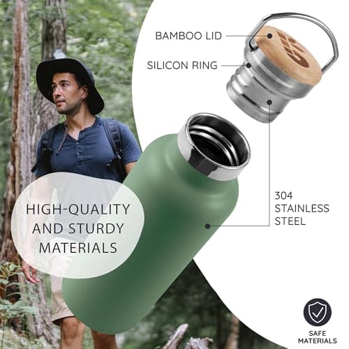 Bambaw Stainless Steel Insulated Water Bottle 750ml, Keeps Drinks Cold for 24h & Hot for 12h, Metal Insulated Water Bottles 750ml, Durable & Rust-Resistant, Great for Travel (Sage Green) — view 2