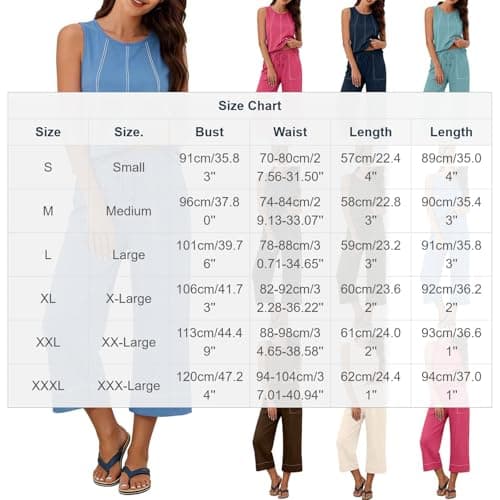 Slxbear Petite Co Ord Sets for Women Summer Casual 2 Piece Outfits Crew Neck Sleeveless Tank Top Drawstring Capri Pants Loose Fit Lounge Set Going Out Outfit Travel Vacation Streetwear L — view 4
