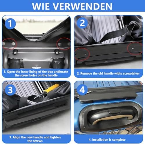 XSHAO Pack of 3 Suitcase Handle Replacement, Luggage Suitcase Handle 20 cm with Screws for Boxes/Travel Bags/Suitcases (Black/Light Grey/Dark Grey) — view 4