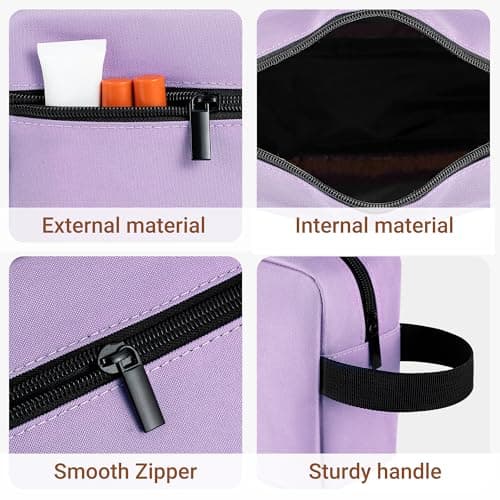 Elviros Travel Toiletry Bag for Women and Men, Lightweight Makeup Bag Hanging Dopp Kit with Shaving Compartment Cosmetic Organizer Small Tool Bag Travel Essentials, Gifts for Women, Lavender Purple — view 4
