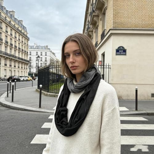 Infinity Scarf Lightweight Two Color Contrast Neck Warmer — view 2