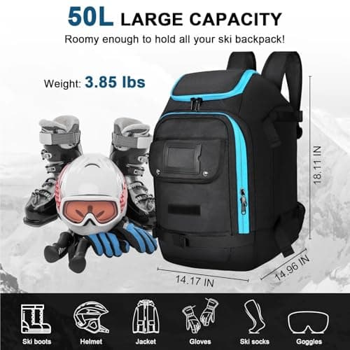 PSNKLMM Ski Boot Bags USB Charging Port Shoulder Backpack Ergonomics Nylon Bags Snowboard for Ski Boots — view 3