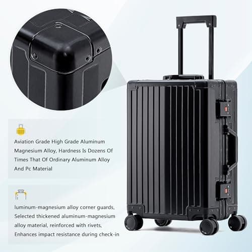 Simcat All Aluminum 20 Inch Carry-On Luggage TSA Lock Lightweight Spinner — view 5