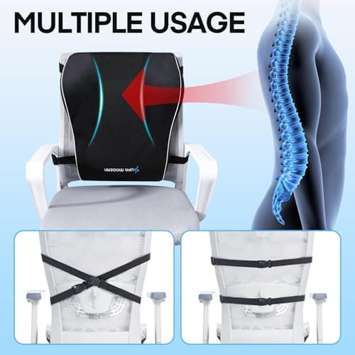 SUPA MODERN Lumbar Support Pillow for Office Chair, Memory Foam Back Cushion, Car Seat Back Pillows with Breathable Lumbar Support Cover Adjustable Straps — view 4