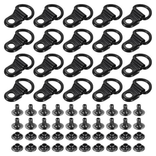 PATIKIL Shoe Boot Lace Hook, 30 Pack Stainless Steel Boot Buckle Fitting with Rivets for Climbing Hiking Camping Shoes, Black