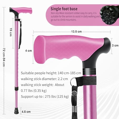 ispuoocti Adjustable Walking Stick All Day Support with Comfortable Grip Walking Aids for the Elderly Lightweight Anti Slip Walking Sticks for Men Women in Multiple Colors for Walking and Short Trips — view 5