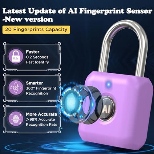 Eseesmart Smart Fingerprint Padlock - Lock with APP Control,Gym Locker Lock,Keyless USB Charging Smart Lock for Gym Locker, Luggages & Suitcases — view 6
