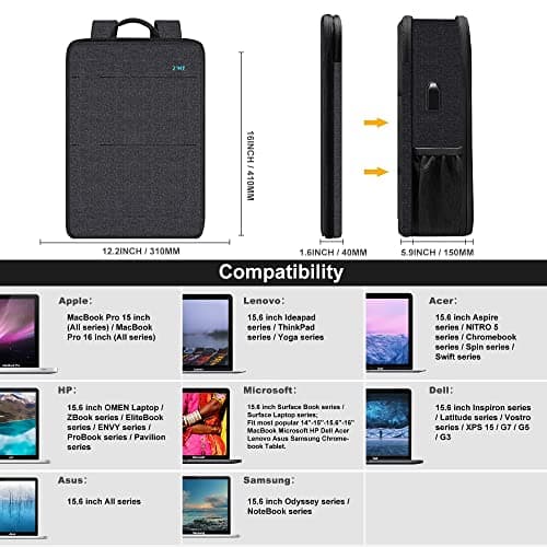 ZINZ Slim & Expandable Laptop Backpack 15 15.6 16 Inch,B05K01 — view 2