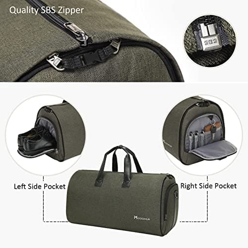 Convertible Garment Bag with Shoulder Strap, Modoker Carry on Garment Duffel Bag for Men Women - 2 in 1 Hanging Suitcase Suit Travel Bags,Forest Night — view 4