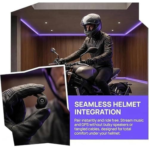 Bluetooth Mot Earbuds, Motrcycle Helmet Bluetooth Earbuds Wireless, Ipx7 Bluetooths Earphones Noise Cancelling Extra-Long Battery Life for Cycling Motrbike Riding (Black) — view 2