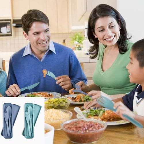 2 Sets Portable Reusable Cutlery Set with Case - Eco-Friendly Travel Cutlery, Compact & Lightweight Utensils for On-The-Go Dining, Perfect for Lunch Boxes, Camping, Picnics — view 4