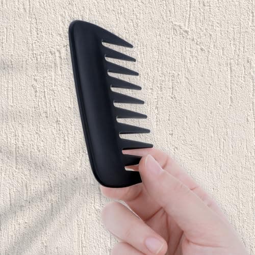 2 Pcs Wide Tooth Comb, Pocket Small Travel Mini Curly Hair Wallet Shower Styling Comb Suitable for Women and Men Straight, Curly, Wet and Dry Hair for Travel and Home Use, Black — view 5