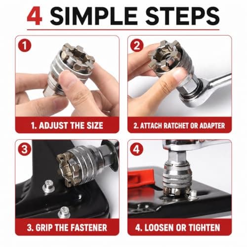 TESUKOITE 3-Piece Adjustable Universal Socket Wrench, 3/8 Inch Hex Wrench Adapter Kit for Drilling and Fastening Cool Gadgets for Men Birthday Gifts — view 5