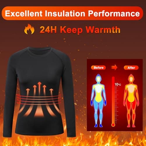 HYCOPROT 4 Pack Women's Thermal Compression Shirts Long Sleeve Fleece Lined Athletic Tops Winter Baselayer Workout Underwear Shirt Warm Wicking Crew Neck Basic Tee Gym Clothing Yoga Running Hiking — view 4