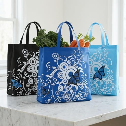 Merzio 3 Pcs Foldable Shopping Bags Reusable Grocery Tote Bags — view 3