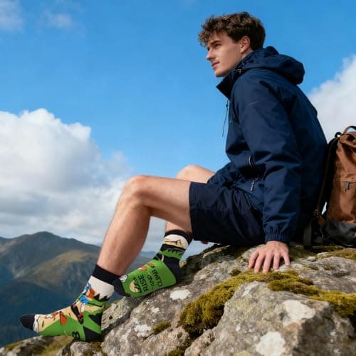 Funny Socks for Men Dad Teenage Boys - RISE AND CLIMB - Novelty Funky Odd Fun Socks for Travellers Climber - Travel Climbing Hiking Accessories Fathers Day Birthday Gifts Christmas Stocking Filler — view 6