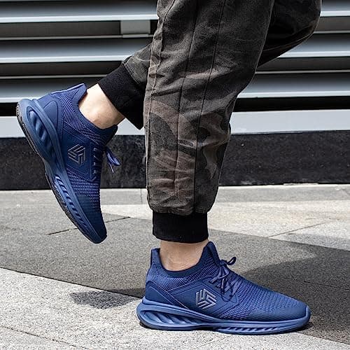 Giniros Mens Trainers Mesh Lightweight Sport Casual Athletic Dark Blue 9.5 — view 5