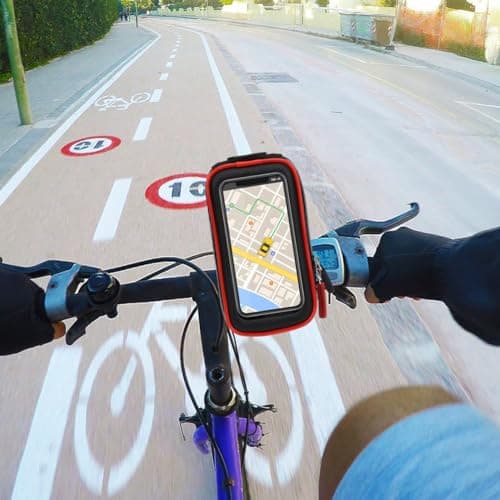 BCOATH Waterproof Bike Phone Bag with Stand, Nylon Front Pouch Black — view 4