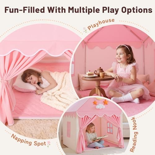 Wilwolfer Kids Play Tents for Toddlers Kids Tents Indoor Playhouse - Princess Tent for Girls Toy House Gift (Pink Play Tent) — view 5