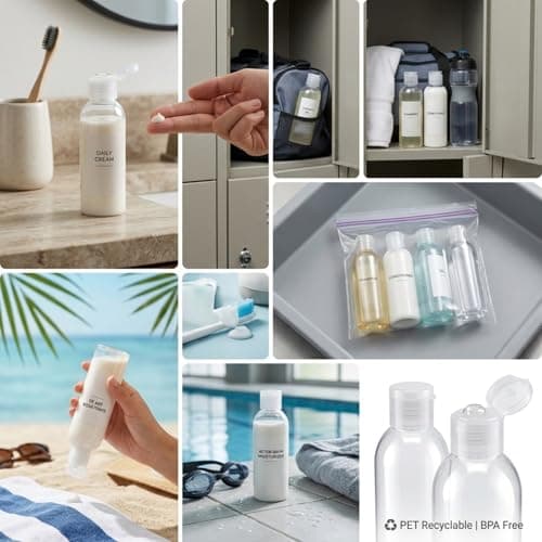 4x 100ml clear Travel Bottles with Flip Cap for Toiletries Empty Refillable Clear Plastic Travel Liquid Containers Ideal For Shampoo Cosmetic Lotion Body Wash Makeup Shower Gel Hand Soap (pack of 4) — view 5
