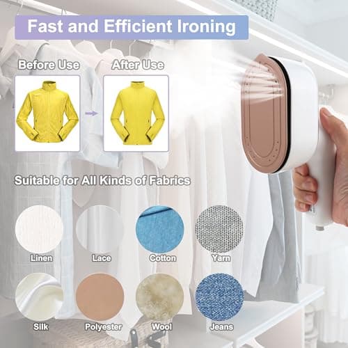 Travel Steamer for Clothes, 1090W Portable Handheld Steamer with LED Screen, 10S Fast Heating Up, 3 Levels Steam, 180° Rotatable Handle Mini Steam Iron for Home, Travel, Dorm — view 4