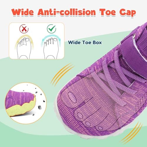 JOINFREE Kids Walking Shoes Wide Hiking Sneakers Girls Sports Tennis Trainers Non-Slip Boys School Sneaker Purple UK Child 11 — view 2
