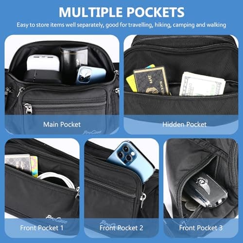 ProCase Bum Bag Waist Fanny Pack for Men Women Ladies with 6 Pockets and Adjustable Belt Large Dog Bumbag for Dog Walking Running Hiking Cycling Travel Holiday Festival Christmas Disney -Black, L — view 4