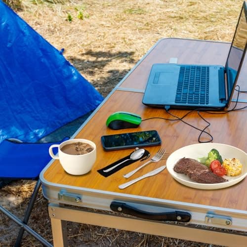 Camping utensils set, ReaNea Camping Plates And Bowls Set With Coffee Mug, Travel Cutlery Set Include Spoon, Fork, Knife for Home, Poolside, Outdoor, Picnic, Camp — view 5