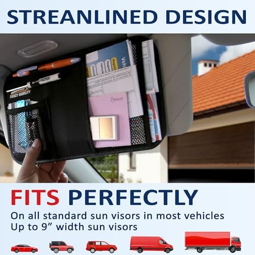 Fancy Mobility Car Sun Visor Organizer - Auto Accessories Document Holder - Car, Truck, SUV Registration & Insurance Storage Pouch - Road Trip Essentials Gift for Any Driver + 5Year Warranty (10 Pack) — view 4