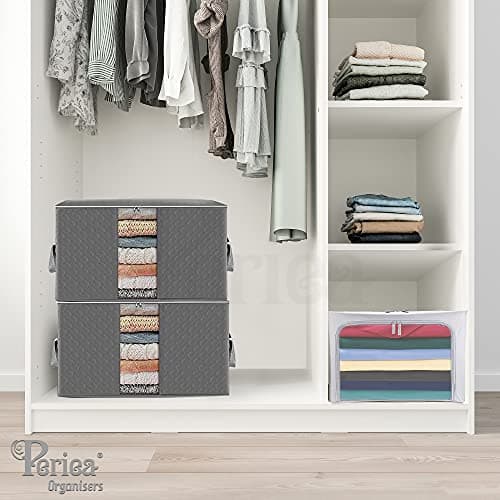 Periea 'Alma' Clothes & Bedding Storage Bags – 90L – Pack of 3 | Large Foldable Storage with Zip & Handles for Clothes, Duvets & More — view 2
