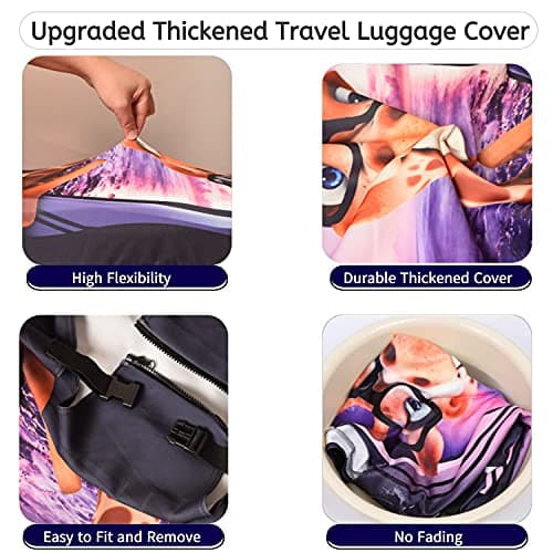 7-Mi 3D Print Giraffe Design Travel Suitcase Protector Elastic Sleeve Cover 19"-21" Anti-Scratch Luggage Cover Size S — view 4
