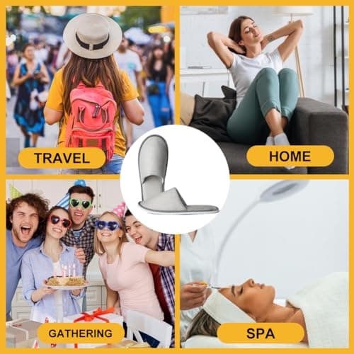 Cosysparks Portable Travel Slippers, Non-Disposable Hotel Slippers Reusable Spa Slipper Flight Slippers Anti-Slip Indoor House Slipper for Guests Travel Home Hotel Use — view 2