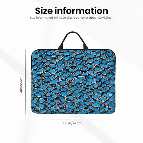 Silver Fish Scale Print 14in Laptop Case With Thick Pearl Cotton Padding For Daily Travel, Business Trips, And Commuting, Black, One Size — view 4