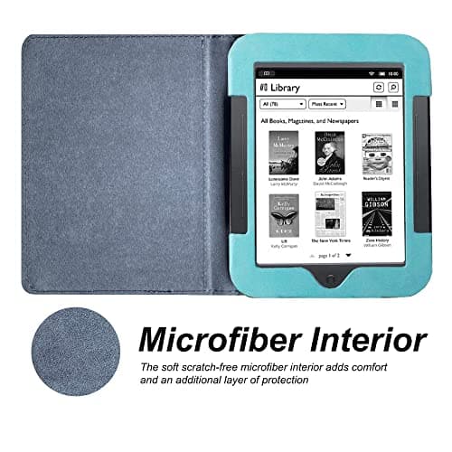 Kuesn Barnes & Noble Nook Simple Touch eBook Reader Case, Flip Leather Cover for 6 Inch Nook Model BNRV300 BNRV350 BNRV500 Heavy Duty Protection Case (Sky Blue) — view 4