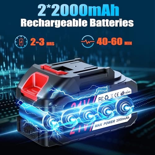 Mini Chainsaw with 6 Inch 4000 mAh Battery (2 Batteries), One-Handed Cordless Portable Electric Chainsaw Equipped, 4 Chains for Cutting Wood, Branches, Garden Pruning — view 3