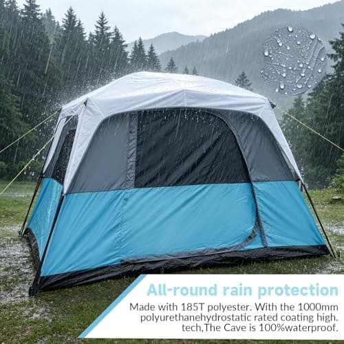 Camping Tent 4-6 Persons Large – 305x274x200cm Waterproof & Windproof Cabin Tent Easy Setup Sturdy Steel & Fibreglass Poles with Rain Cover for Family & Outdoor Adventures — view 3