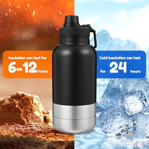 Alongen 3-in-1 Insulated Dog Water Bottle, 32oz Stainless Steel Travel Pet Flask with 2 Detachable Food Containers, Leakproof Multifunctional Dog Drinking Cup for Walking, Hiking, Outdoor — view 4
