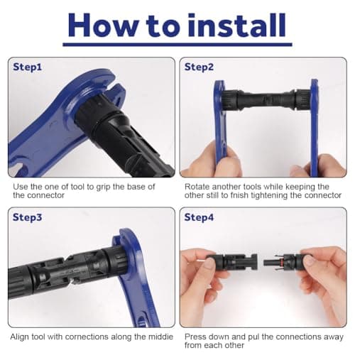 URAQT Solar Connector, 12 Pair Male/Female Solar Plug, IP67 Waterproof Photovoltaic Connector, Long Time Outdoor Use, Solar Plug Kit with 2 Wrenches for Solar Panel Systems Solar Panel Adaptor — view 6