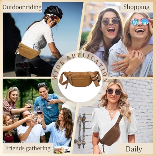 XSDSLS Corduroy Bum Bag Waist Bag for Men Women,Crossbody Waist Bag Fanny Pack with Adjustable Strap Belt Bag for Travel Festival Walking Sport Running Outdoor Gym (Khaki) — view 4