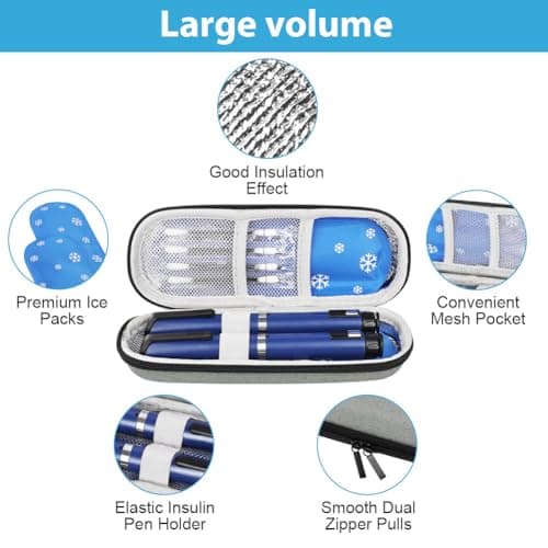 Fefod Insulin Cooler Travel Case, Medicine Cooler for Travel Insulin Case with 2 Ice Pack, Diabetic Supplies Insulin Pen Case, Diabetic Small Storage Travel Pack, Portable Insulin Travel Case — view 4