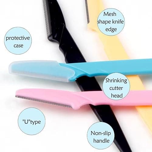 18Pcs Eyebrow Razors Facial Hair Remover Eyebrow Trimmer Shaper with Precision Cover Exfoliating Dermaplaning Tool Portable Shaving Grooming Kit for Women and Men — view 5