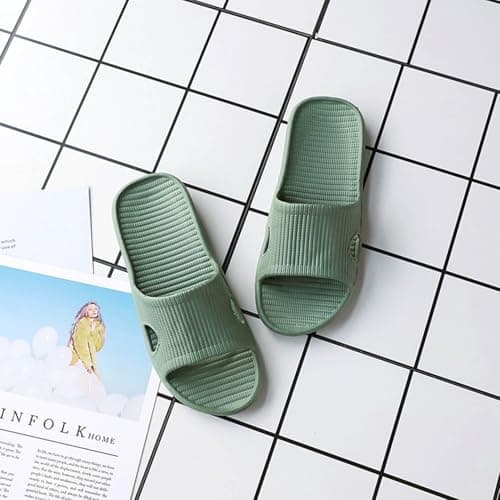 ReverseClock Bathroom Shower Slipper Soft Sliders Cloud Slippers for Women & Men Anti-Slip Lightweight Pool Beach Sandal (green,5) — view 3