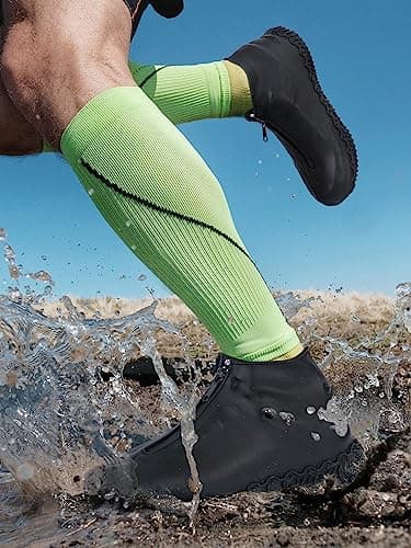 Zbksywa Waterproof Shoe Covers for Rain Silicone Overshoes with Zipper Non-Slip Galoshes for Men and Women — view 2
