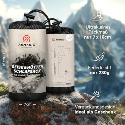 Armadic Ultra Light Small & Slim Microfibre Sleeping Bag (230g) - Ideal for Hiking, Hostels & Mountain Huts — view 3