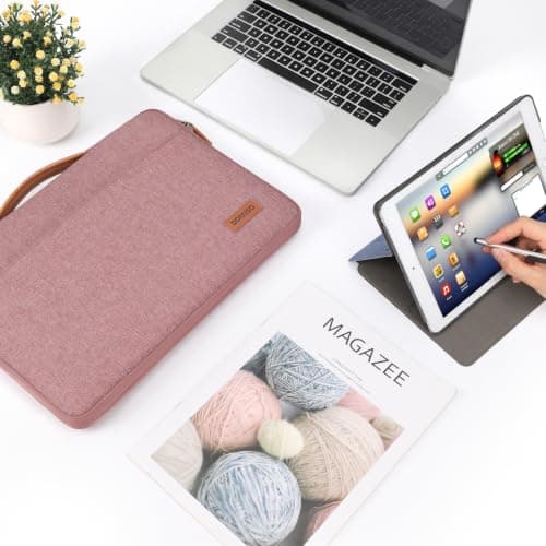 DOMISO Laptop Case Sleeve Protective Cover Compatible with MacBook Air 13 M4 M3 M2,MacBook Pro M2 M1,iPad Air/Pro,13 inch Dell,Lenovo, HP,Asus,Waterproof Computer Cases Bag with Handle,Pink — view 3
