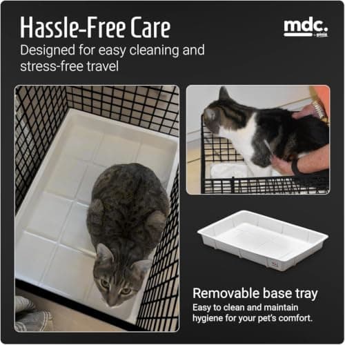 MDC Cat Carrier with Top Opening – Lightweight Mesh Pet Travel Crate for Vet Visits, Cats & Kittens – Breathable, Easy Clean Cat Basket with Handle – Secure & Spacious Cat Crate for Travel, Black — view 6