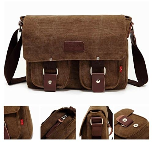 autumndeer Anti-Theft Laptop Messenger Bag for Men, 14 Inch Briefcase Multiple Pocket, Lightweight Business Shoulder Bag for Work, Travel & Commuting, Durable Oxford Laptop Bag, 32 x 10 x 27cm, Coffe — view 3