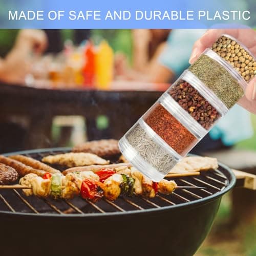 FWUNYVN 2 Sets 5 Layers Clear Plastic Portable Spice Jars, Spice Salt and Pepper Set for Outdoor Cooking, Car Camping, Traveling, Barbecuing,Stackable Storage Spice Jars with Organizer Bag — view 3