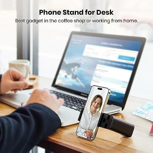 (2 Pack)Airplane Phone Holder - Klearlook 4 in 1 Adjustable Phone Stand for Travel, 360 Rotation Handsfree Flight Phone Holder, Foldable Travel Essentials for Flying/Traveling/Home/Office-Black Purple — view 4
